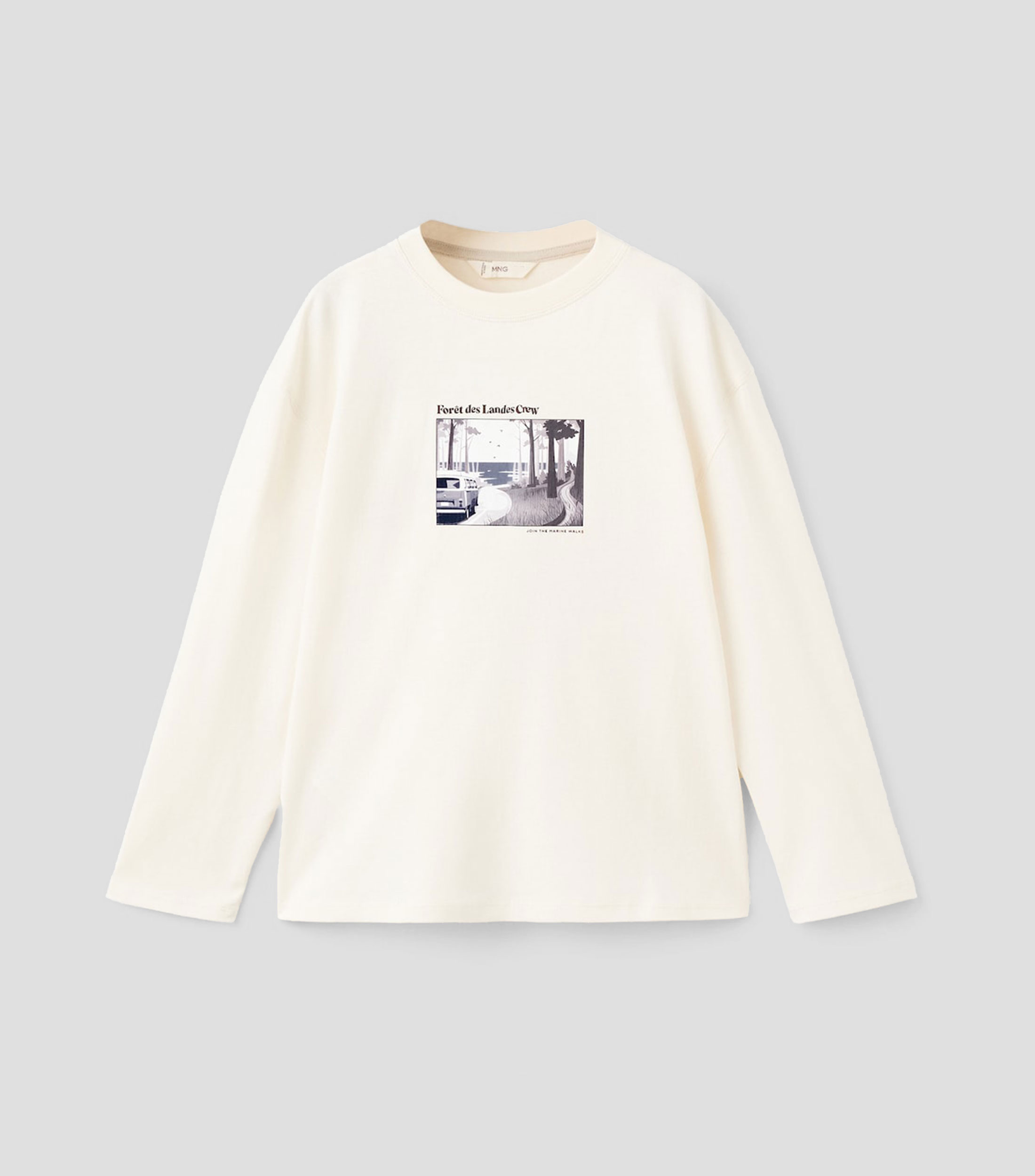 Playera cuello redondo manga larga estampada Niño
